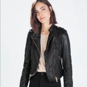 Zara Moto Black Leather Jacket
